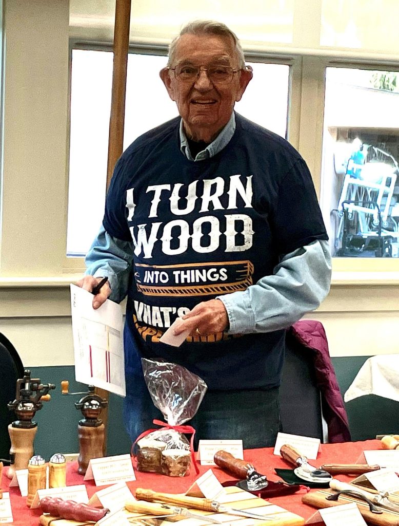 Waggener at a post-retirement hobby activity: Wood Turning